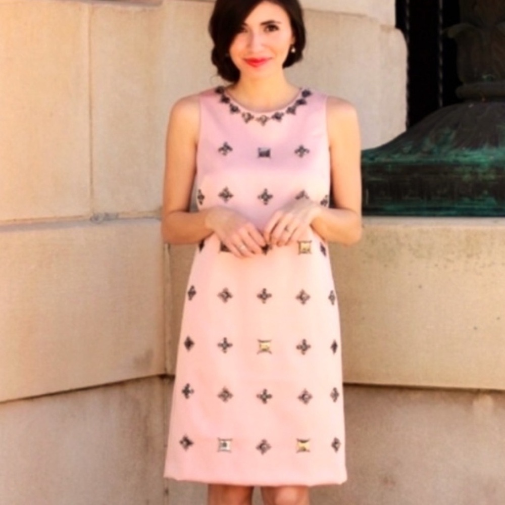 Like-new Ann Taylor Embellished Satin Shift dress in size 0 (fits like a 2-4)